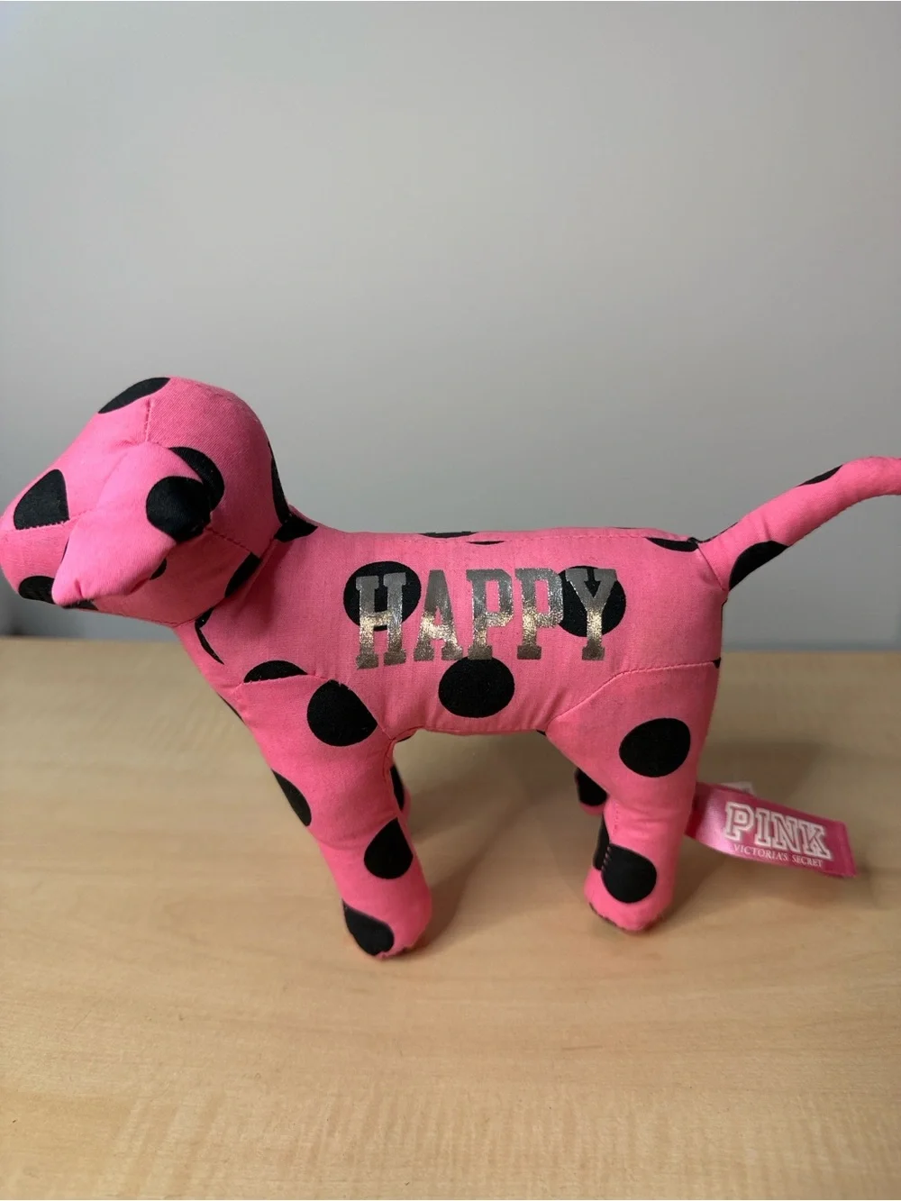 Victoria's Secret PINK Pink and Black Polka Dot Dog Plush